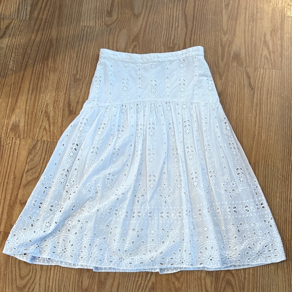Ann Taylor White Eyelet A-Line Skirt